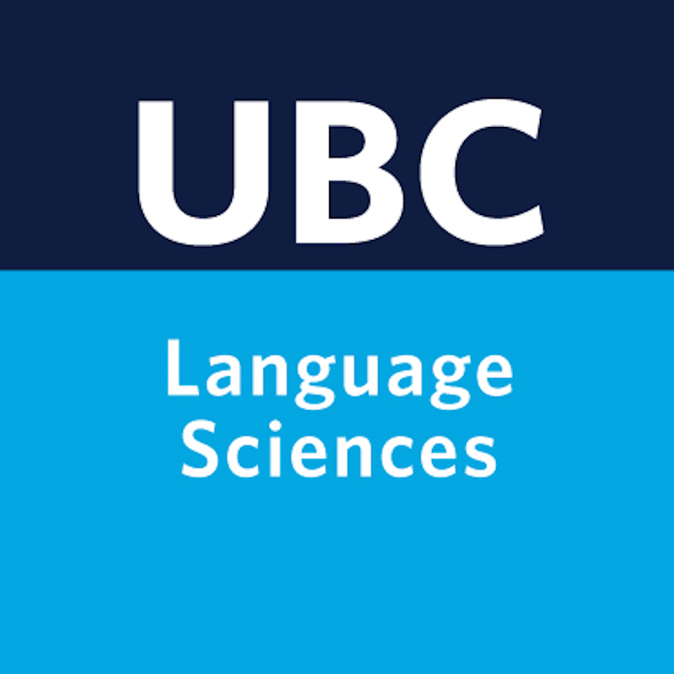 An image of the Language Sciences Twitter avatar, featuring a dark blue strip with UBC written on it, then a light blue stripe with Language Sciences written on it in white